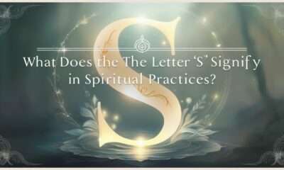 Mystical feature image for the article "What Does the Letter ‘S’ Signify in Spiritual Practices?" featuring a glowing, stylized letter ‘S’ surrounded by spiritual symbols and ethereal light, with the title prominently displayed.
